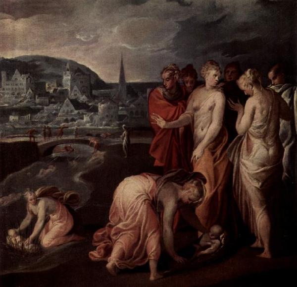 Pietro, Nicolo di Die Rettung Moses aus dem Wasser oil painting image